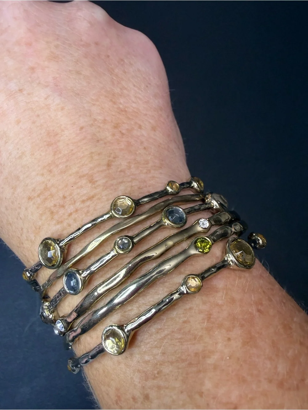 Gold and Stone Bangle Set